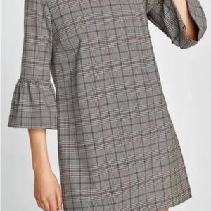 Zara Gray Plaid Tunic with Bell Sleeves